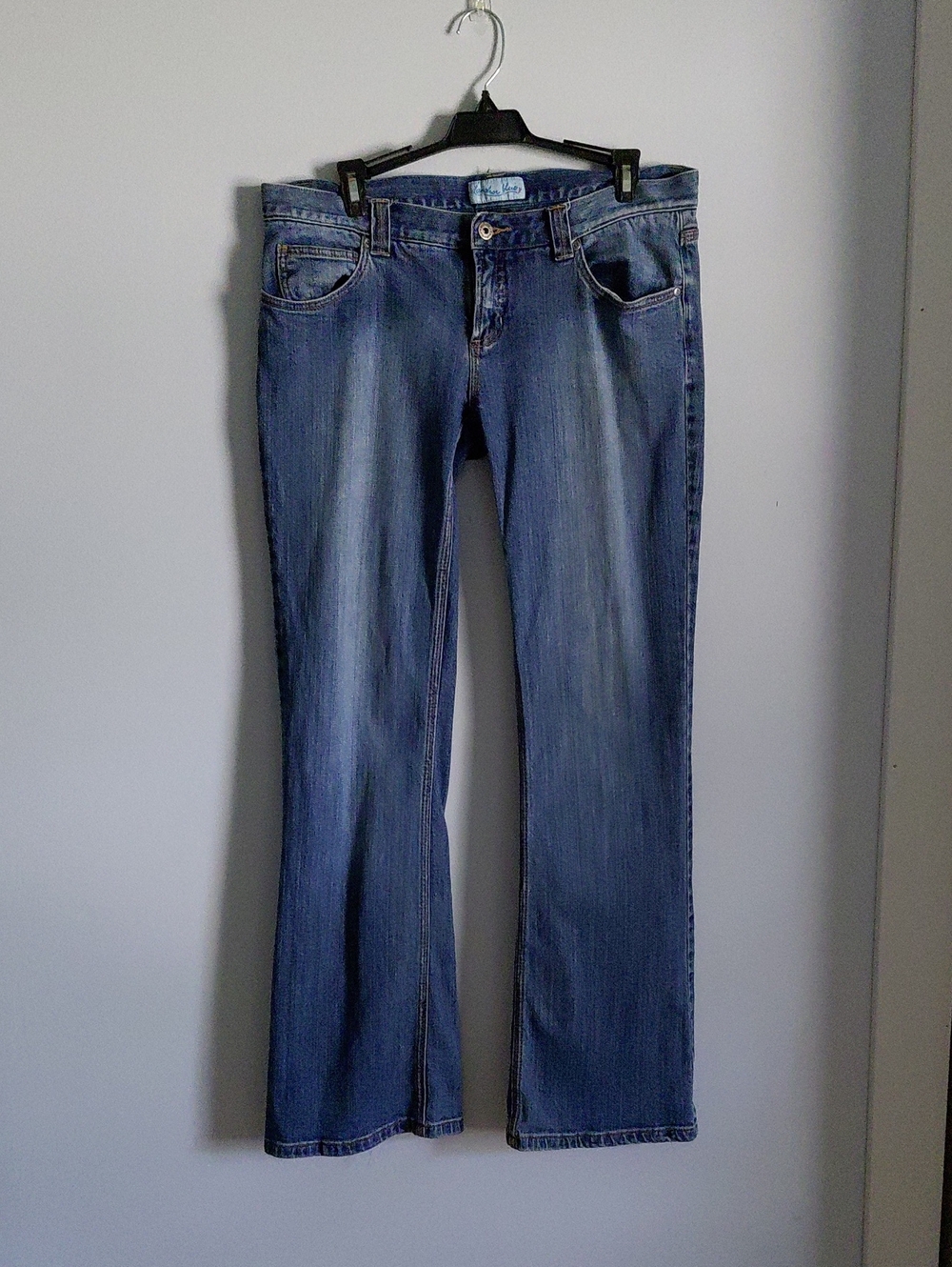Anchor Blue Low Rise Bootcut Sequin Embroidered Denim Jeans Y2K 90s Sz 13